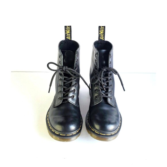 DR MARTENS 8-Eye Boots 1460 Women's Black Smooth Leather Lace Up Sz 6 37 - Picture 4 of 12